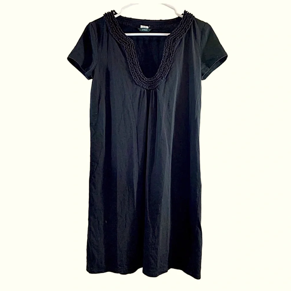J Crew shift dress with ruffled neckline Size L